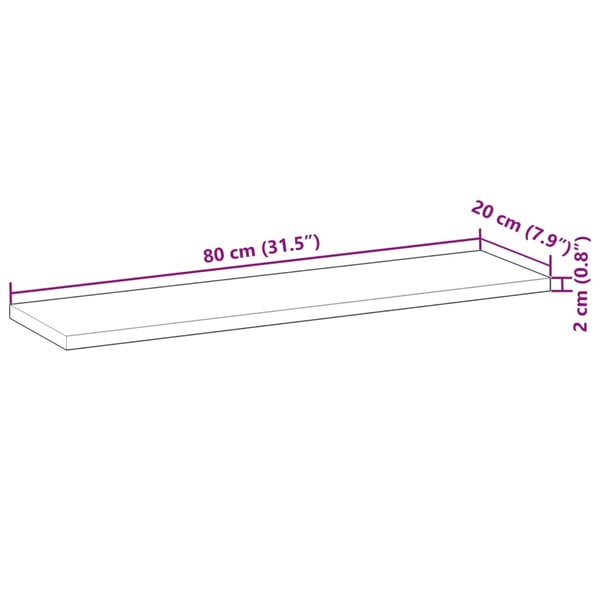 vidaXL Flytende hyller 4 stk 80x20x2 cm ubehandlet heltre akasie