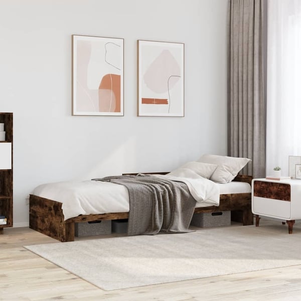 vidaXL Sengeramme uten madrass røkt eik 90x190 cm konstruert tre