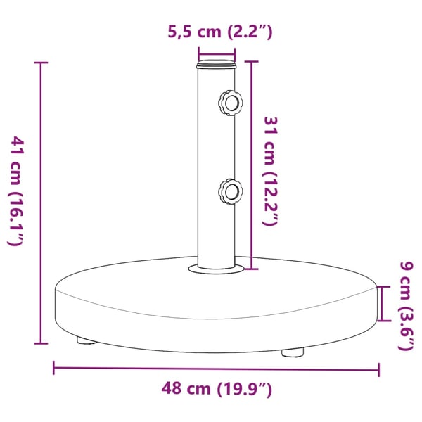 vidaXL Parasollfot for Ø32/38/48 mm stenger 25 kg rund