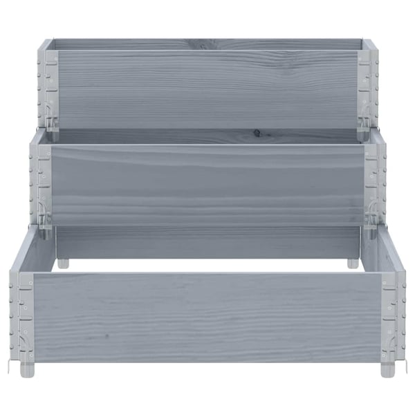 vidaXL Høybed 3 trinn grå 120x80 cm heltre furu