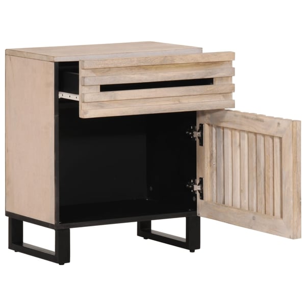 vidaXL sengebord 50x34x60 cm massivt mangotræ hvid