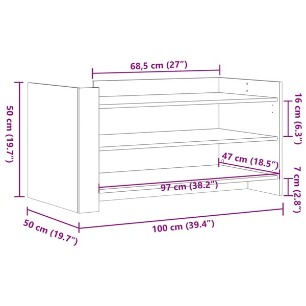 vidaXL Salongbord brun eik 100x50x50 cm konstruert tre