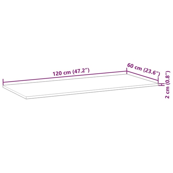 vidaXL Bordplate rektangulær 120x60x2 cm heltre akasie