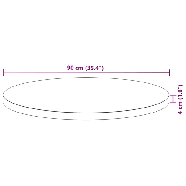vidaXL Bordplate rund Ø90x4 cm heltre akasie