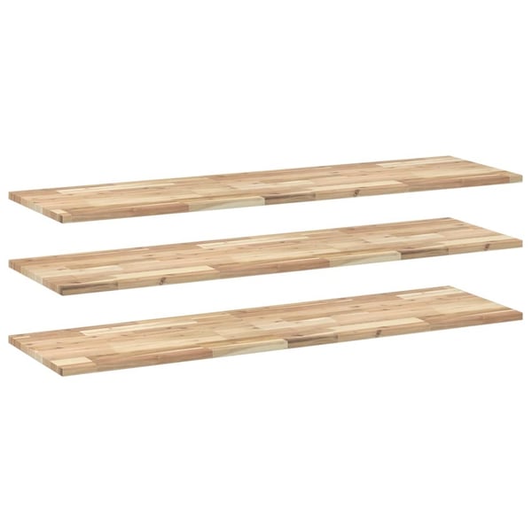 vidaXL Svävande hyllor 3 st 120x40x2 cm obehandlat massivt akaciaträ