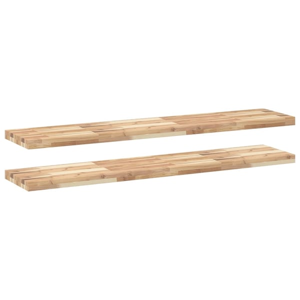 vidaXL Flytende hyller 2 stk 120x30x4 cm ubehandlet heltre akasie