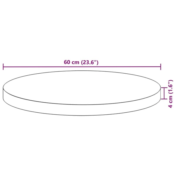 vidaXL Bordplate rund Ø60x4 cm heltre akasie