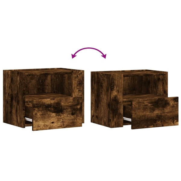 vidaXL Veggmonterte nattbord 2 stk røkt eik 45x30x35 cm