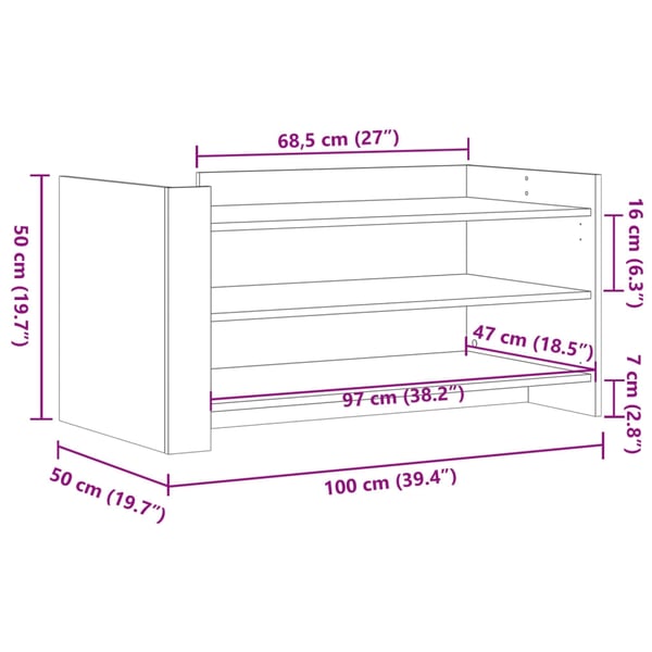vidaXL Salongbord hvit 100x50x50 cm konstruert tre