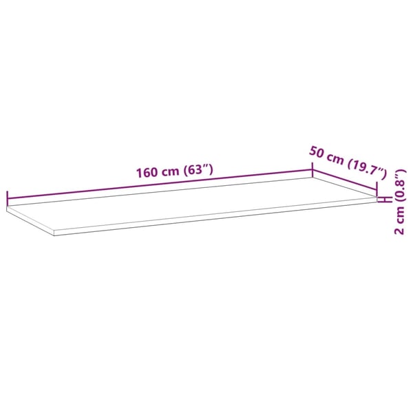 vidaXL Bordplate rektangulær 160x50x2 cm heltre akasie