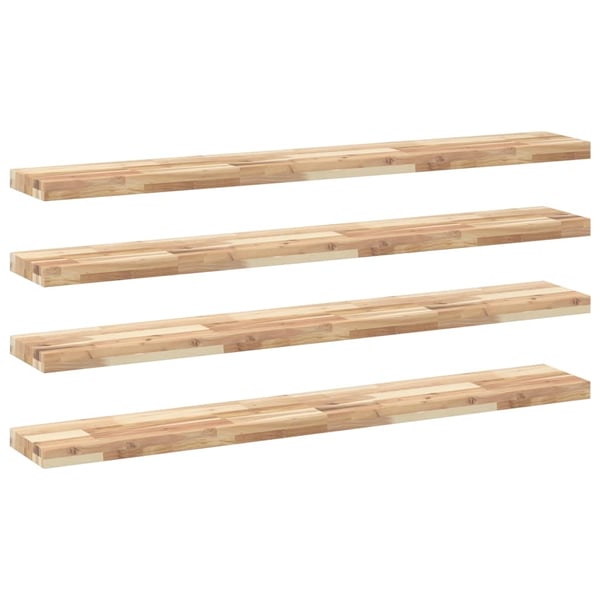 vidaXL Flytende hyller 4 stk 140x20x4 cm ubehandlet heltre akasie