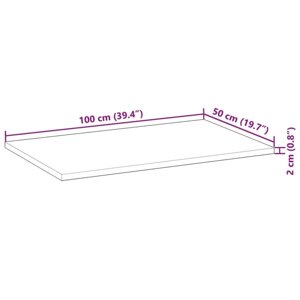 vidaXL Bordplate ubehandlet 100x50x2 cm heltre akasie
