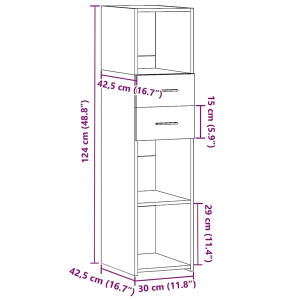 vidaXL Hylle sonoma eik 30x42,5x124 cm konstruert tre
