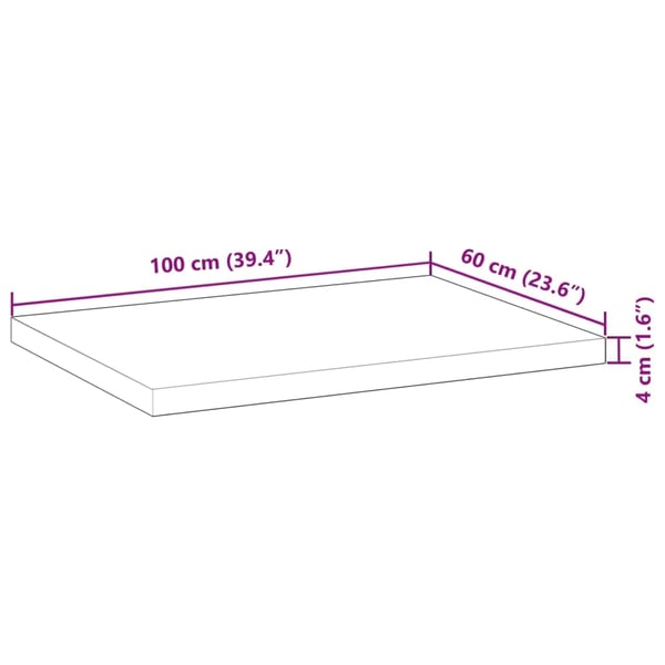 vidaXL Bordplate ubehandlet 100x60x4 cm heltre akasie