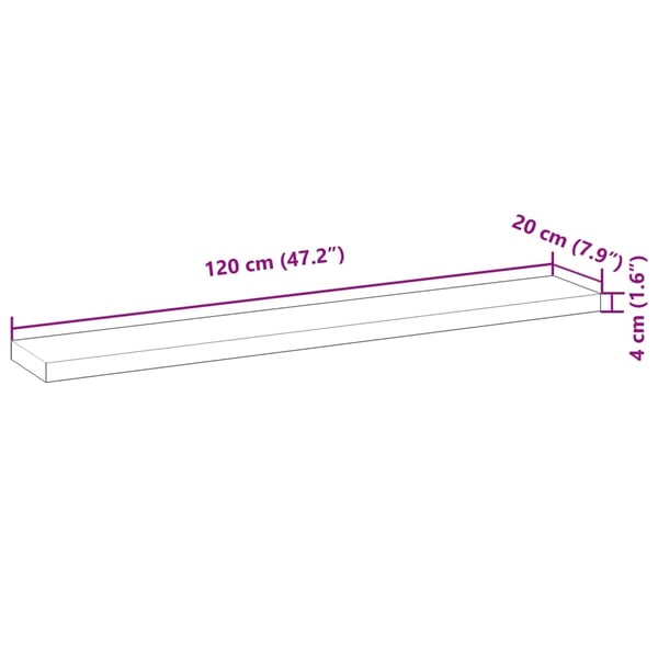 vidaXL Bordplate 120x20x4 cm rektangulær heltre akasie