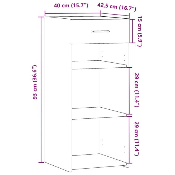 vidaXL Skjenk brun eik 40x42,5x93 cm konstruert tre