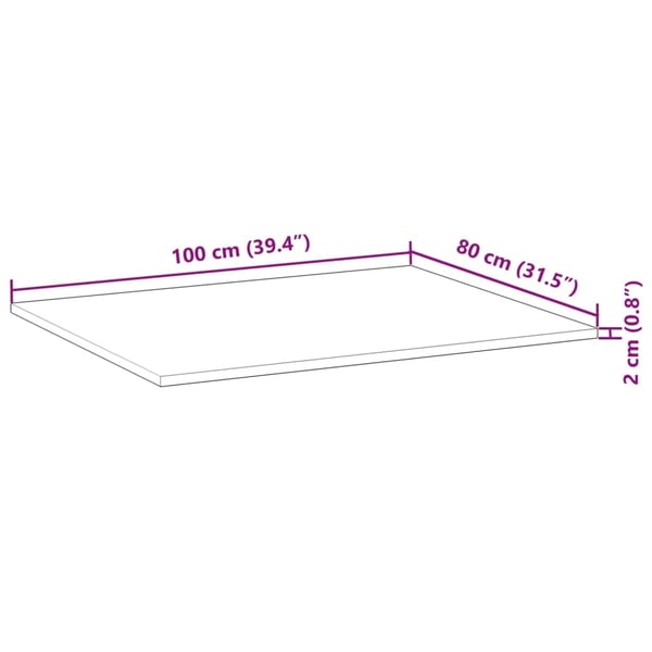 vidaXL Pöytälevy 100x80x2 cm öljytty täysi akasiapuu