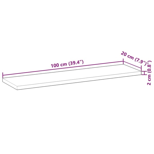 vidaXL Bordplate 100x20x2 cm rektangulær heltre akasie