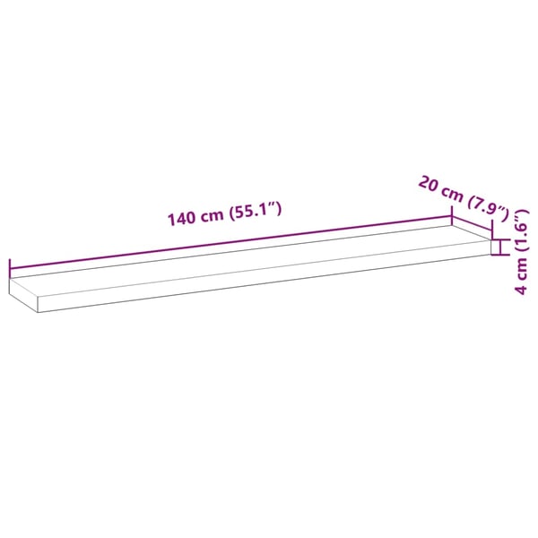 vidaXL Bordplate 140x20x4 cm rektangulær heltre akasie