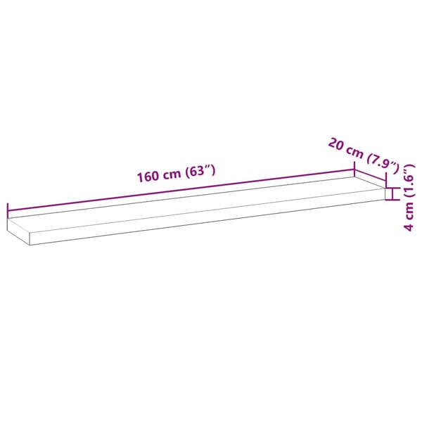 vidaXL Flytende hylle 160x20x4 cm oljebehandlet heltre akasie