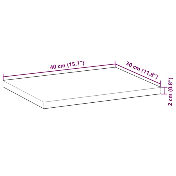 vidaXL bordplade 40x30x2 cm rektangulær massivt akacietræ