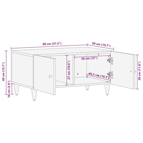 vidaXL sofabord 80x50x40 cm massivt mangotræ