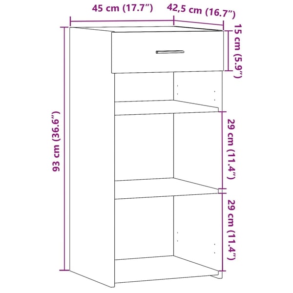 vidaXL skab 45x42,5x93 cm konstrueret træ røget egetræsfarve