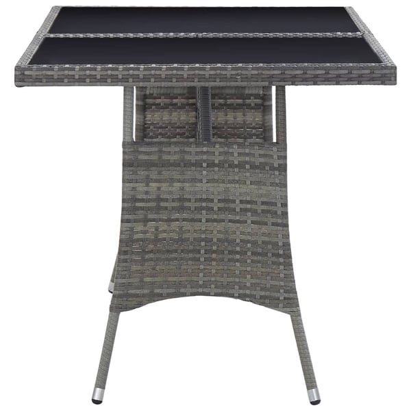 vidaXL Puutarhapöytä harmaa 140x80x74 cm polyrottinki