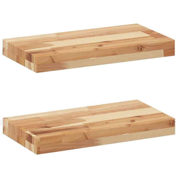 vidaXL Svävande hyllor 2 st 40x20x4 cm behandlat massivt akaciaträ