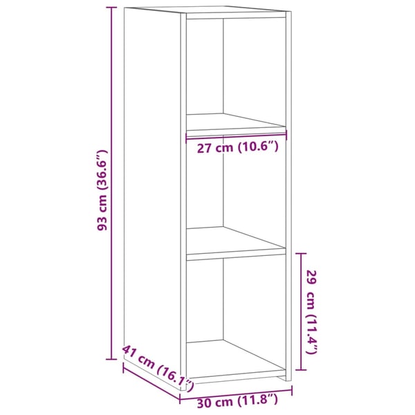 vidaXL Skjenk hvit 30x41x93 cm konstruert tre