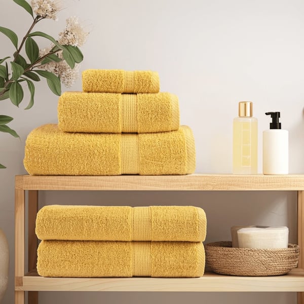 vidaXL Premium badhanddukar SOLUND 4 st guld 70x140cm 600gsm