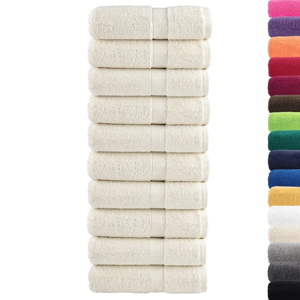 vidaXL Premium vaskehåndklær SOLUND 10 stk kremfargede 30x30 cm 600 gsm
