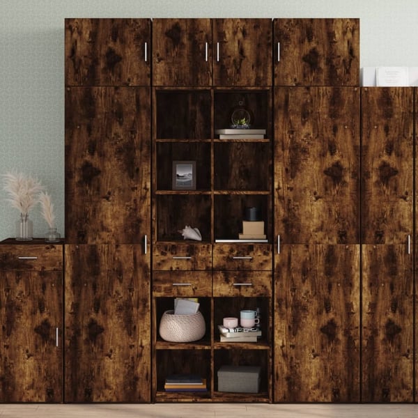 vidaXL Highboard røkt eik 70x42,5x185 cm konstruert tre