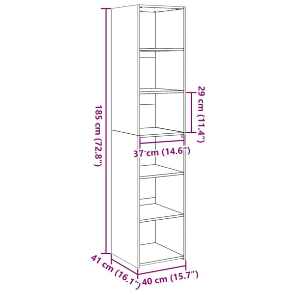 vidaXL Highboard betonggrå 40x41x185 cm konstruert tre