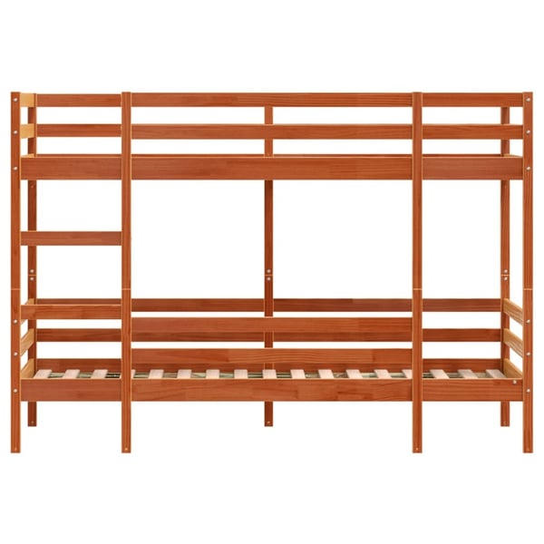 vidaXL Køyeseng voksbrun 75x190 cm heltre furu
