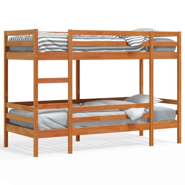 vidaXL Køyeseng voksbrun 75x190 cm heltre furu