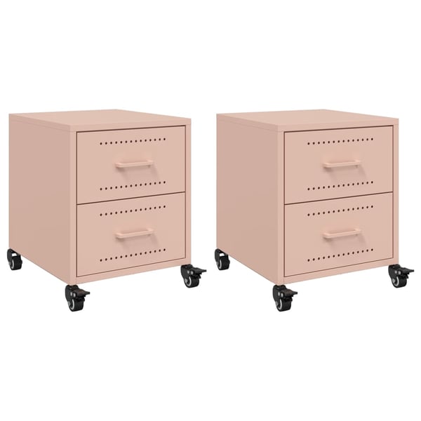 vidaXL sengeborde 2 stk. 36x39x43,5 cm stål lyserød
