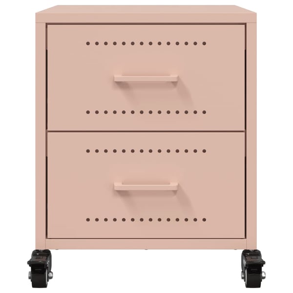 vidaXL sengeborde 2 stk. 36x39x43,5 cm stål lyserød