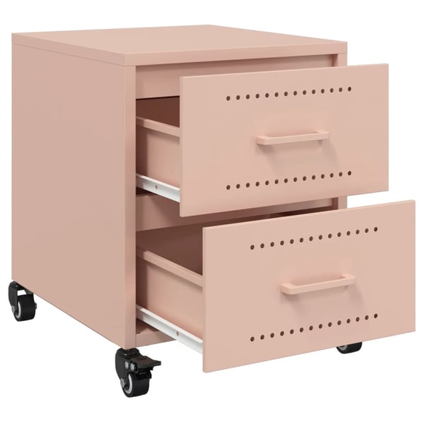 vidaXL sengeborde 2 stk. 36x39x43,5 cm stål lyserød