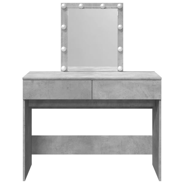 vidaXL Sminkebord med LED betonggrå 100x40x130 cm