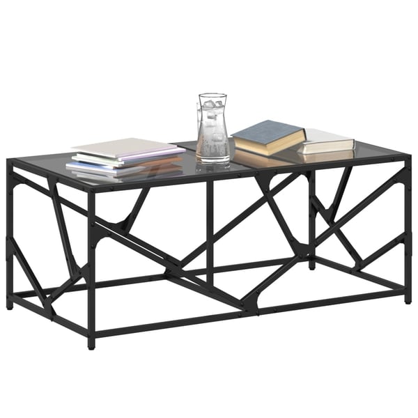 vidaXL sofabord med sort glastop 98,5x50x41 cm stål
