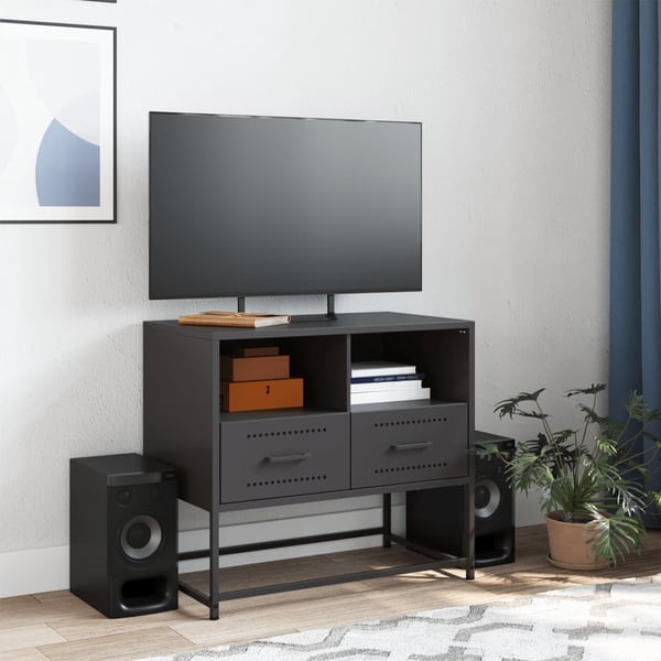 vidaXL TV-benk svart 68x39x60,5 cm stål