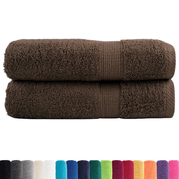 vidaXL Premium badhanddukar SOLUND 2st brun 70x140cm 600gsm