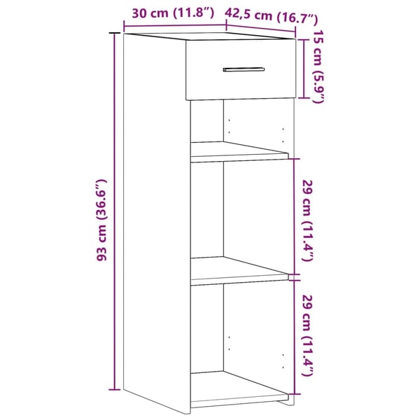 vidaXL Skjenk sonoma eik 30x42,5x93 cm konstruert tre