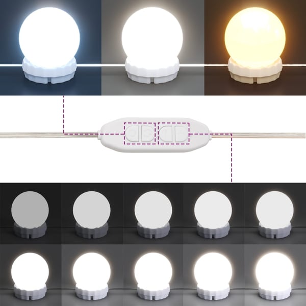 vidaXL makeupbord med LED-lys 80x41x134,5 cm sort