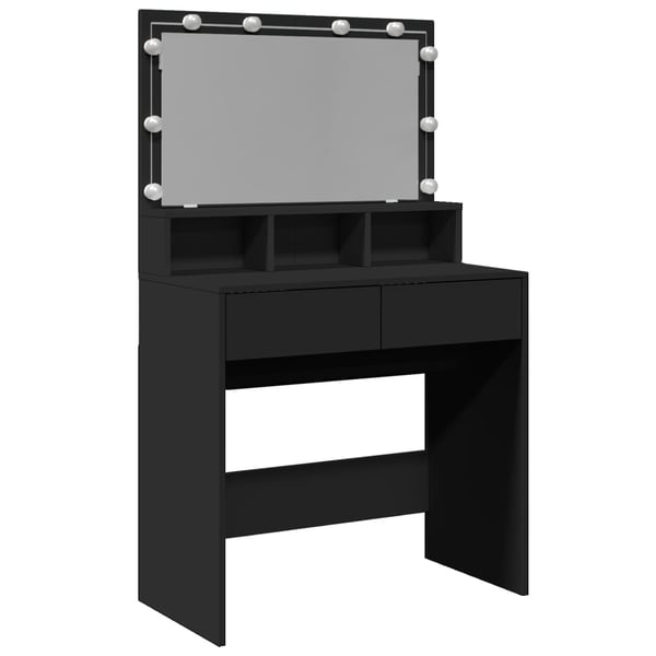 vidaXL Sminkebord med LED svart 80x41x134,5 cm