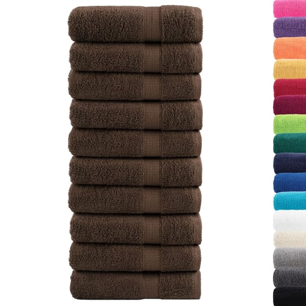 vidaXL Premium badehåndklær SOLUND 10 stk brun 100x150 cm 600gsm