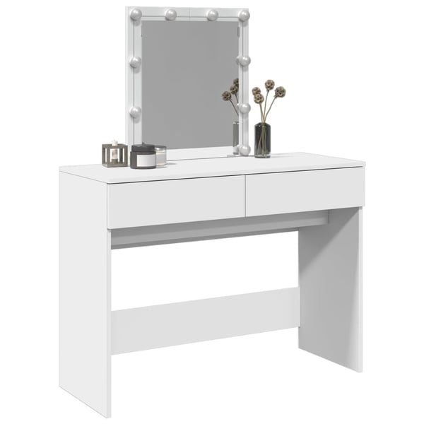 vidaXL Sminkebord med LED hvit 100x40x130 cm