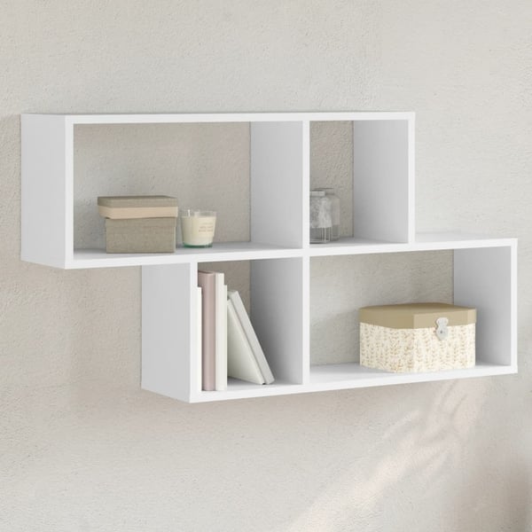 vidaXL Vegghylle hvit 100x20x53 cm konstruert tre