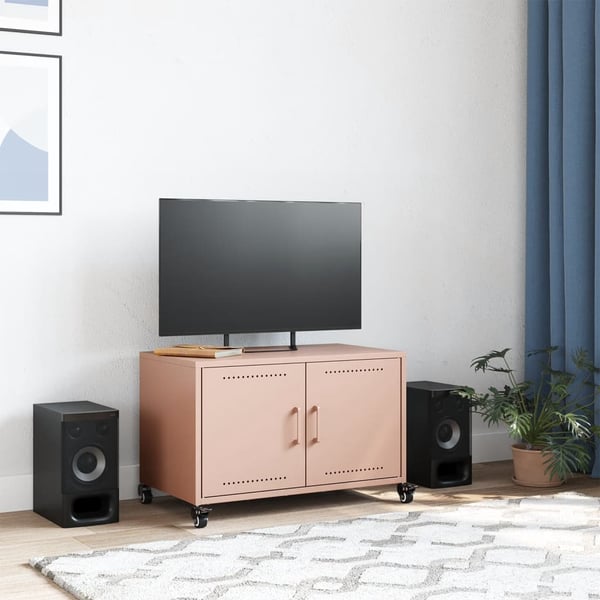 vidaXL Tv-bänk rosa 68x39x43,5 cm stål